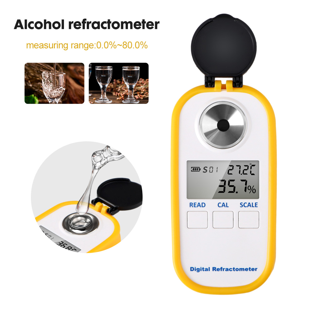 Wine Beer Liquor - Digital Alcohol Refractometer 0-80% High Accuracy