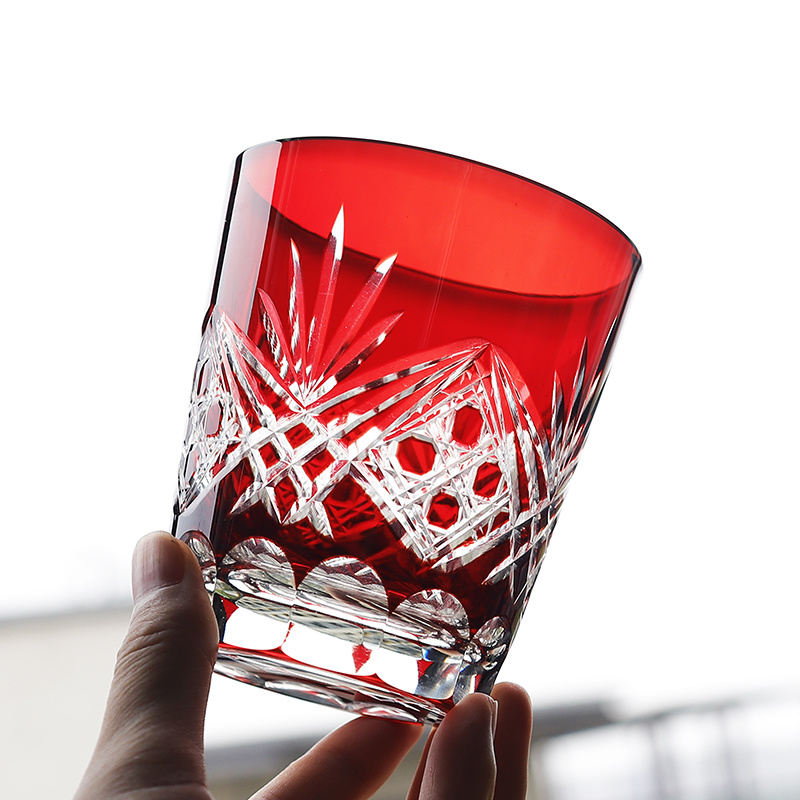 Wine Beer Liquor - Red Edo Crystal Whisky Glass Japanese