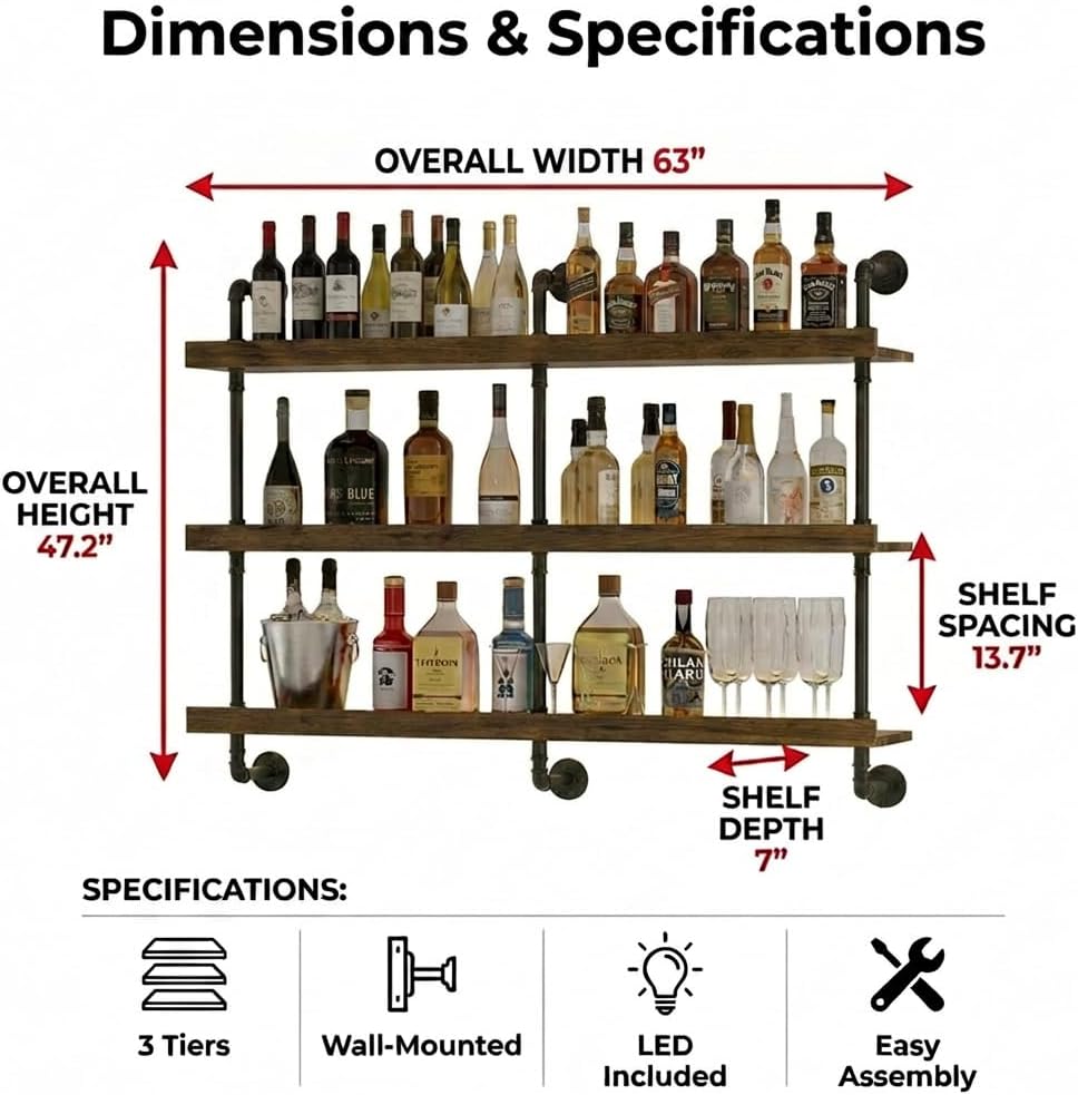 Wall Mounted Wine Rack With LE - Wine Beer Liquor review and price